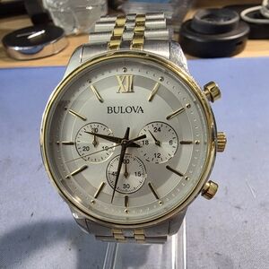 Men's Classic Chronograph Two-Tone Stainless Steel Bracelet Bulova  Watch 41mm